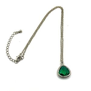 Antique Gold Necklace with Green Tear Drop Pendant